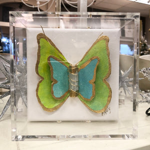 Selenite Butterfly in Acrylic Shadowbox 6x6