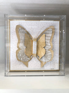 Selenite Butterfly in Acrylic Shadowbox 12x12