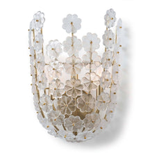 Load image into Gallery viewer, Crafted with precision and delicate attention to detail, the cast glass flowers on the Charlotte Sconce exude a stunning beauty that is truly breathtaking. Its elegant natural brass design makes it the perfect addition to any entryway, foyer, or dining room, adding a touch of feminine sophistication to any space.