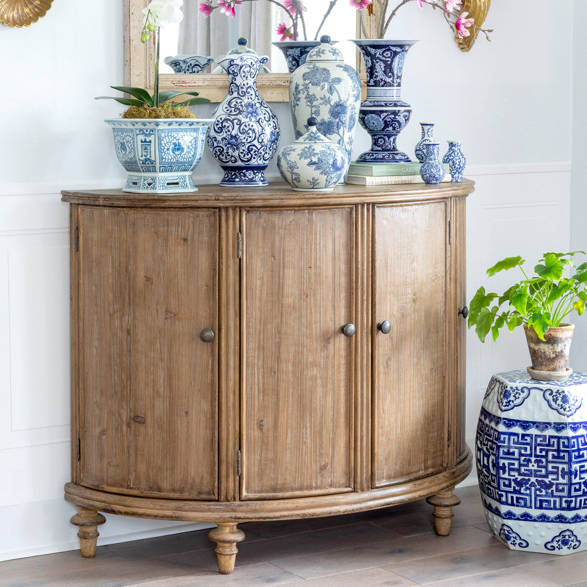Demilune console cabinet discount