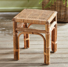 Load image into Gallery viewer, Featuring a sturdy wooden structure and intricate caning, the Anton Side Table is a charming addition. It can be placed next to a sofa in the sitting room or anywhere that requires a lovely accent piece.