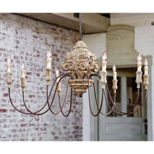 Load image into Gallery viewer, Wood Carved Chandelier