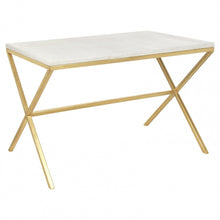 Load image into Gallery viewer, Offering a cool, minimalist silhouette, this writing desk includes a generous top and X-legs unified with a single bar that provides reliable stability. Ideal for a home office or a nook in the great room, this desk creates a stylish spot to get some work done.