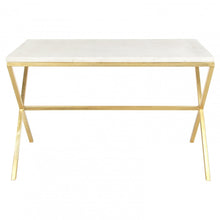 Load image into Gallery viewer, Offering a cool, minimalist silhouette, this writing desk includes a generous top and X-legs unified with a single bar that provides reliable stability. Ideal for a home office or a nook in the great room, this desk creates a stylish spot to get some work done.