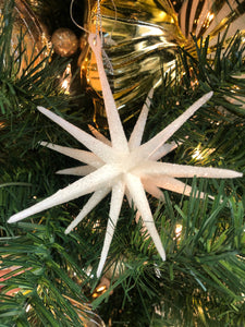 White Glitter Starburst Ornament