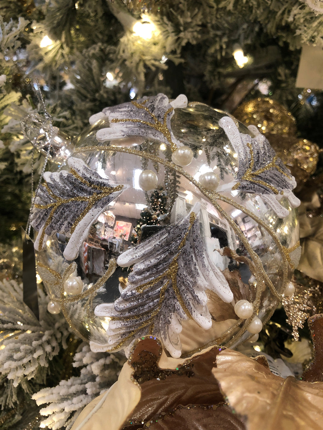 Silver Holly Ornament