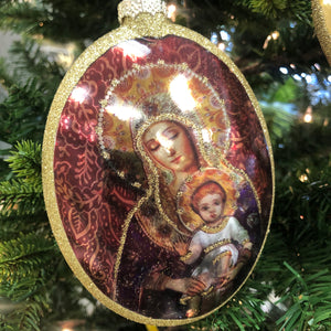 Oval Madonna & Child Ornament