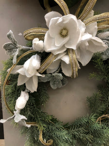 Snowy Magnolia Wreath