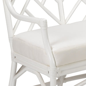 White Lacquered Rattan Bench
