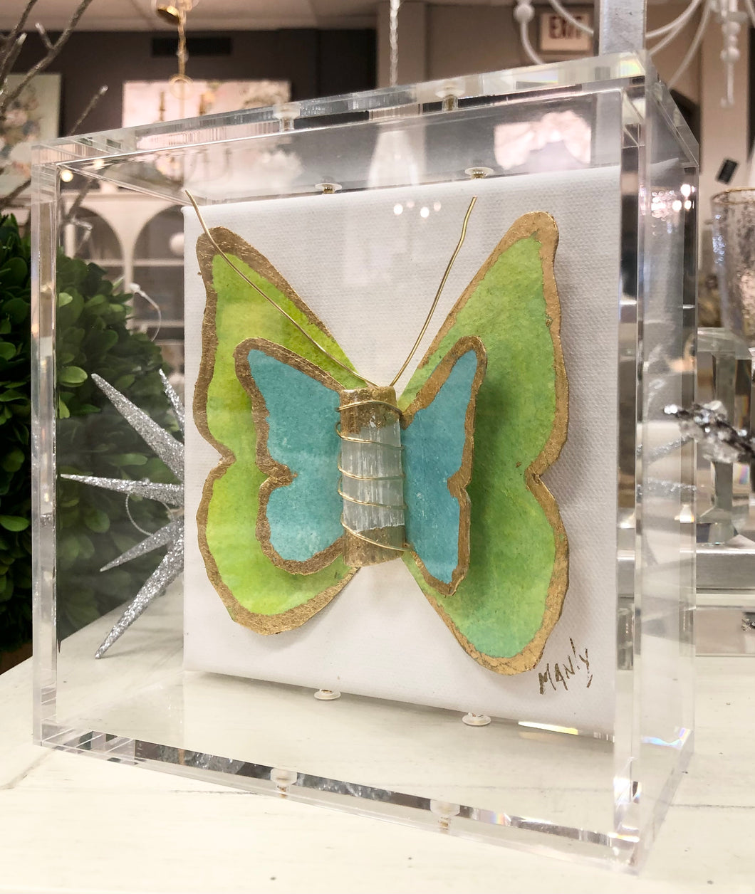 Selenite Butterfly in Shadowbox