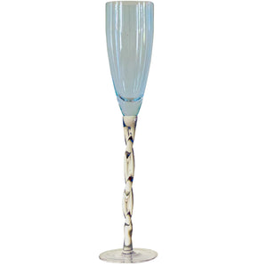 The elegant Adriana Champagne Glass features twisted stems and vibrant tonal colors, elevating any special occasion.