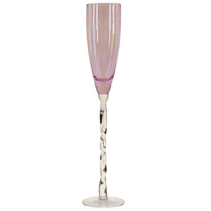 The elegant Adriana Champagne Glass features twisted stems and vibrant tonal colors, elevating any special occasion.