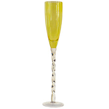 Load image into Gallery viewer, The elegant Adriana Champagne Glass features twisted stems and vibrant tonal colors, elevating any special occasion.
