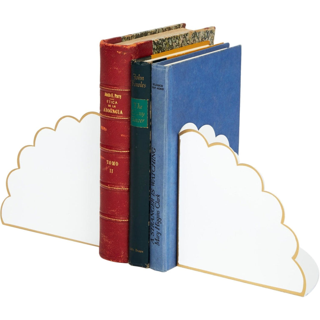 Eloise White & Gold Scalloped Bookends