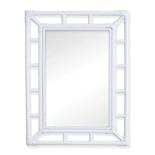 Load image into Gallery viewer, Constructed with all-natural rattan and coated in a fashionable white finish, the Bali Mirror exemplifies the essence of a relaxed coastal style. It is ideal for use in entryways, powder rooms, or foyers.
