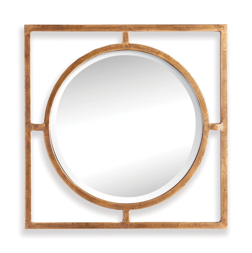 The Beryl Mirror blends classic formality with architectural inspiration. Featuring a warm gold open frame, this mirror adds structural detail and reflective light to any traditional space.