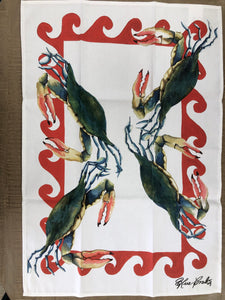 Grab your claw crackers and a bottle of Tony's, because this blue crab hand-screen printed tea towel by local artist Kathy Schorr will have you in the mood for some "frutti di mare".