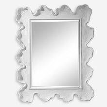 Load image into Gallery viewer, Featuring a modern coastal design, this mirror evokes the appearance of white coral. The frame is finished in matte white with a distinct texture and noticeable waves, adding an organic touch. The mirror boasts a 1&quot; bevel and can be hung horizontally or vertically.
