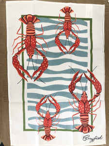 Celebrate crawfish season all year long with this colorful hand-screen printed tea towel, featuring illustrations by local artist Kathy Schorr. It's the perfect addition to your boil that won't pinch back!