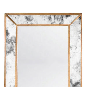 The Dion floor mirror, with its antique finish, is a must-have for adding a touch of modern glamor to any space. Its faceted frame, outlined by a delicate border of gold leaf, serves as a work of art in its own right. Whether as an elegant addition to a dressing room or a striking focal point hangs horizontally over an entryway console, Dion is the perfect choice.