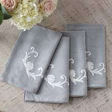 Load image into Gallery viewer, Embroidered Stone Grey Napkin, Set of Four
