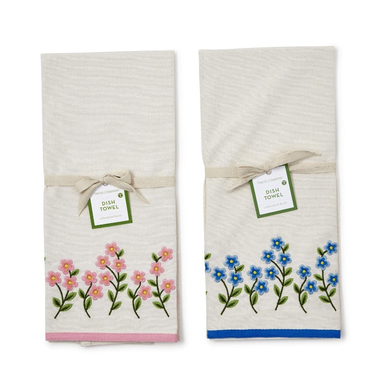 Sprinkle magic in your kitchen with our Forget-Me-Not Embroidered dish towel. Made of cozy cotton, these towels in pretty pink and blue shades add a dreamy charm to your space. Handcrafted embroidery highlights the craftiness and meticulousness in every piece.