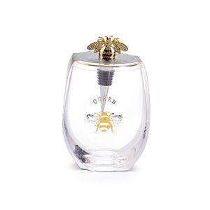 This stemless wine glass with a queen bee decal and stunning jeweled bee wine stopper is the ideal gift for wine enthusiasts or for adding a touch of fun to your own collection. The stemless design allows for easy cleaning in the dishwasher and reduces the risk of breakage.