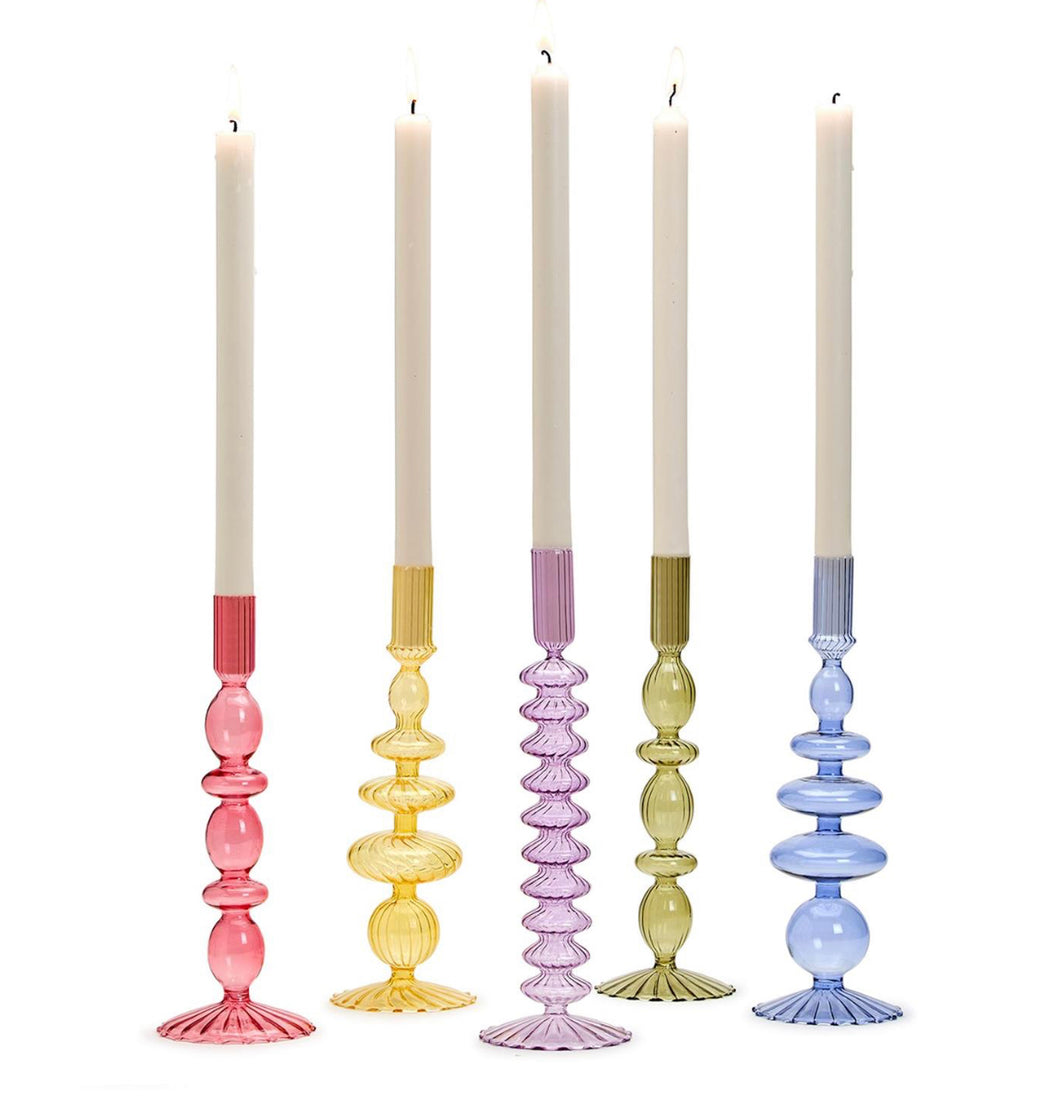 Rainbow Glass Taper Candleholders