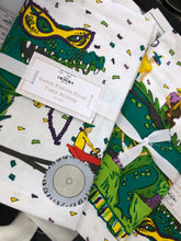 Load image into Gallery viewer, Get ready to party and show off your Mardi Gras spirit with this funky Gator Parade table runner! It&#39;s sure to be a conversation starter and add some festive flair to your celebrations. Nola artist, french quarter, new orleans art, new orleans artist, Southern artist, Louisiana artist, Gulf South artist, original art, artist, mardi gras art, mardi gras, mardi gras floats, carnival
