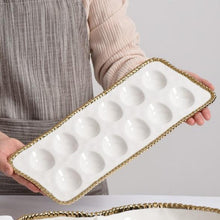 Load image into Gallery viewer, Elevate your weekend brunches, Easter festivities, and intimate evenings with our versatile egg tray. Not only does it provide an elegant centerpiece for deviled eggs, but it also adds a touch of sophistication to your sushi displays. Before serving, simply chill the tray in the refrigerator to ensure the freshness and flavor of your food.
