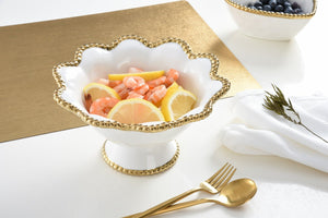 This flower-shaped footed bowl is a true statement piece that can be used as a centerpiece, fruit bowl, or snack bowl.