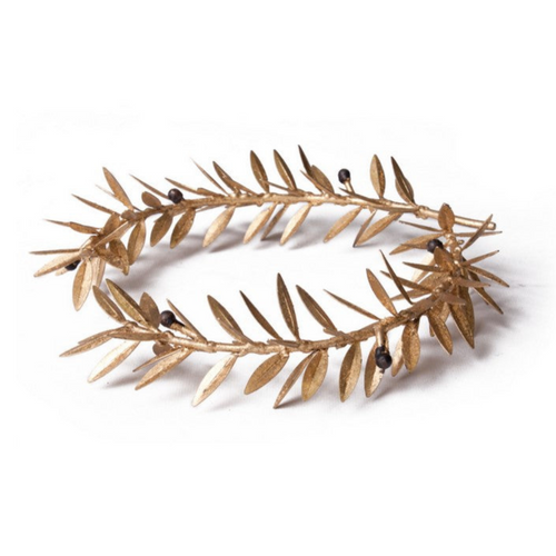 Expertly handcrafted with an aged golden finish, this delicate yet durable metal laurel wreath has a rich history. Since ancient times, it has been worn by emperors and victors as a symbol of their strength, accomplishments, and dominance.