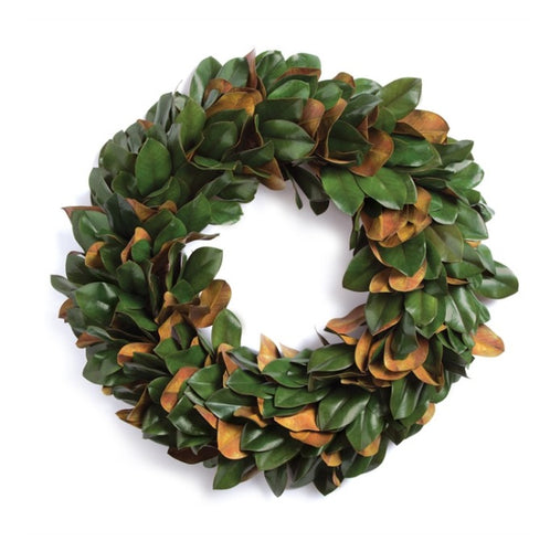 Add some natural beauty and character to your home decor with our Grand Magnolia Leaf Wreath. The stunning combination of green and amber tones in the magnolia leaves creates a sense of depth and richness that's sure to enhance any space. Whether you use it to decorate your covered porch or as a unique centerpiece, our wreath is a versatile and eye-catching addition to your interior or exterior design.