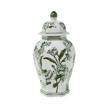 Load image into Gallery viewer, Brighten up your place with the stunningly beautiful Hand-Painted Green and White Temple Jar. This 14&quot; chinoiserie work of art brings a touch of class to any space. Each jar is hand-crafted and hand-painted, making it a truly unique and sophisticated addition to your home decor.
