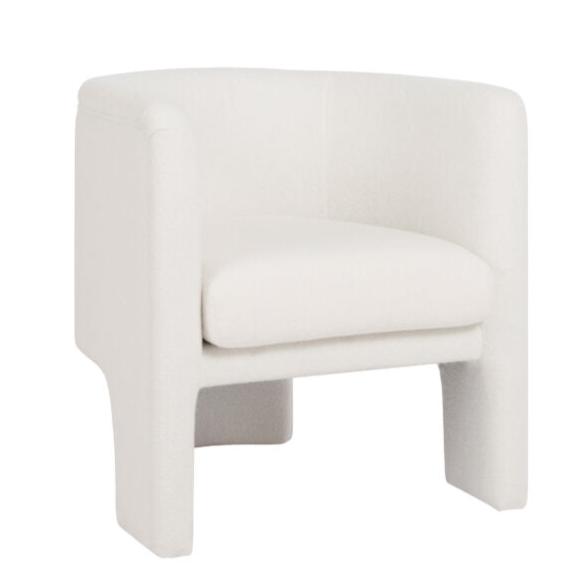 The Lansky barrel chair is expertly crafted with a luxurious white boucle fabric, elevating any space with its touch of sophistication and warmth. With a three leg design, this chair offers both style and practicality, making it a perfect choice for smaller rooms or apartments. Discover the ultimate combination of comfort and functionality with the Lansky.