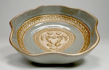 Load image into Gallery viewer, Impress your loved ones with the elegant &quot;Love Bowl&quot; - a stunning decorative piece suitable for any space. Choose from two soothing palettes of French Blue or Ivory, hand-glazed and gold gilded for a touch of luxury. Handcrafted from earthenware, this bowl adds a sophisticated touch to end tables, nightstands, vanities, or easels.
