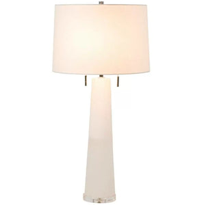 The Margaret Table Lamp is the ideal choice for those seeking a versatile and elegant addition to their living space. Made from natural alabaster, its smooth and translucent surface adds a timeless touch, while the gold metal accents bring a sense of luxury. Standing tall at 31 inches, this lamp is perfect for adding a sophisticated glow to any room, with its two bulbs providing ample light. Its classic quatrefoil design complements a variety of styles, making it a popular and stylish choice for those looki