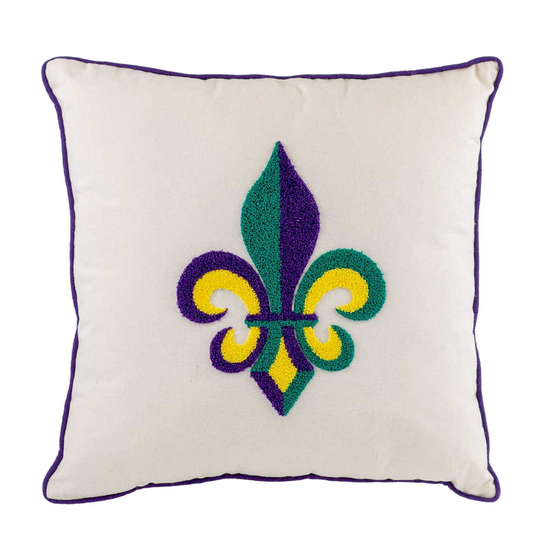 Show your Mardi Gras spirit with our fabulous embroidered fleur de lis pillow.