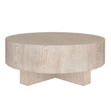 Load image into Gallery viewer, With its sturdy thick top and cross base design, the Oslo Coffee Table boasts a beautiful light cerused oak finish. Not only does it add a touch of understated elegance to any room, but its solid construction ensures durability and long-lasting use.
