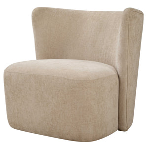 The Outlook swivel chair's unique wrap around back features inverse angles that support your body while its hidden swivel base allows for easy movement. Upholstered in a finely textured, cleanable polyester fabric in neutral sand, this chair is the perfect blend of style and practicality.