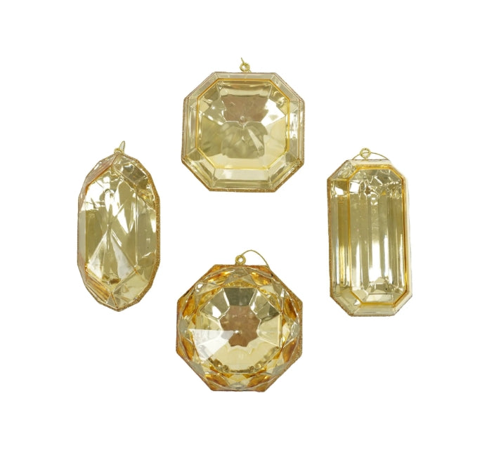 Gold Jewel Ornaments, Set of Four