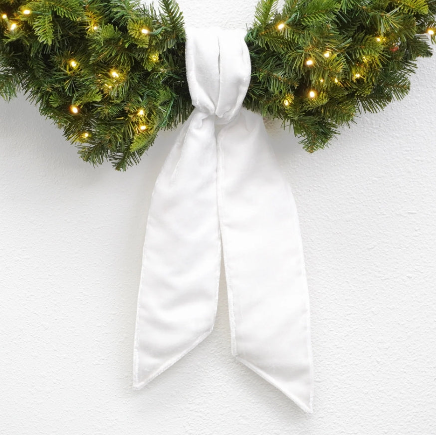 White Velvet Wreath Sash