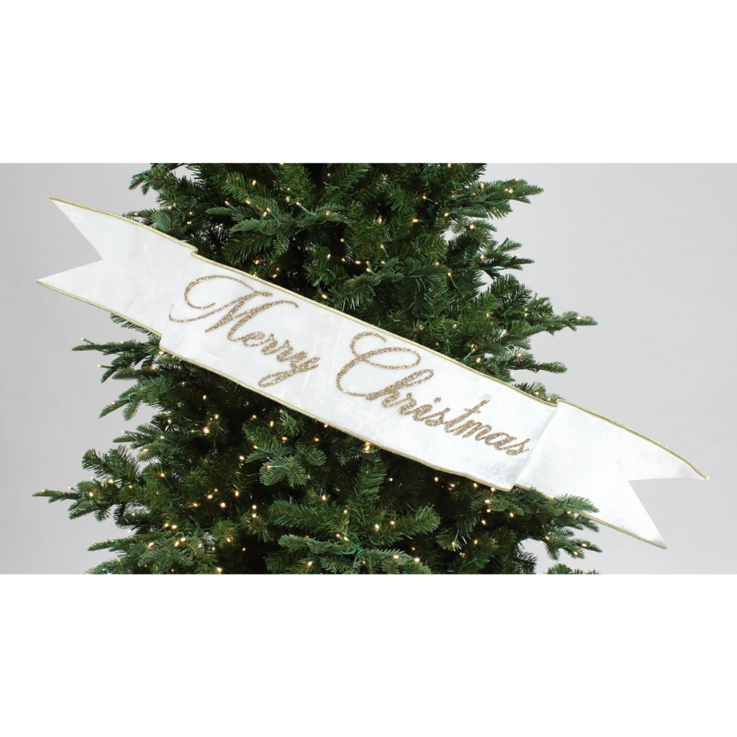 Merry Christmas Banner in White