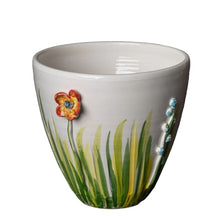 Load image into Gallery viewer, Show off your green thumb in style with this Italian-made cachepot featuring delicate hand-painted flowers in charming bright hues. A beautiful addition to any indoor or outdoor space.
