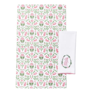 Made with 100% cotton, this towel set features a lovely embroidered design and charming pom-pom trim, as well as a delightful printed pattern. Whether in the kitchen or bathroom, these towels are guaranteed to bring a touch of Easter joy to your home.