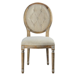 French Linen Tufted Dining Chair