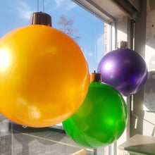 Load image into Gallery viewer, These vibrant, daring baubles are all set to create a huge Mardi Gras impact! Holiball The Inflatable Ornament is larger than life! Inflatable, deflatable, reusable, and storage-friendly. Designed for indoor and outdoor use.
