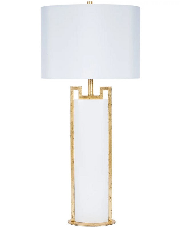 Featuring a glossy white finish and a sophisticated gold leaf accent alluding to Greek key motif, this Ellis Buffet Lamp is the perfect addition to elevate your home decor. With its timeless design, this buffet lamp is sure to impress and stand the test of time.