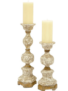 Distressed Pillar Candleholders, Set of Two