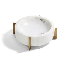 Load image into Gallery viewer, White Marble Bowl with Gold Stand
